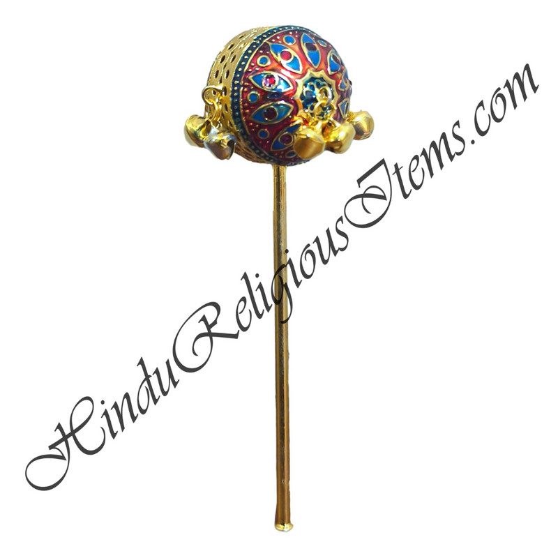 Golden Metal Meenakari Ghughra (Toy Rattle) With Both Side