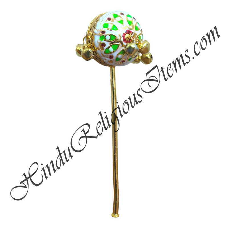 Golden Metal Meenakari Ghughra (Toy Rattle) With Both Side