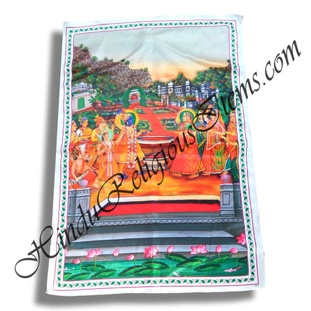 High Quality Satin Printed Pichwai (Backdrop) - Holi Khel