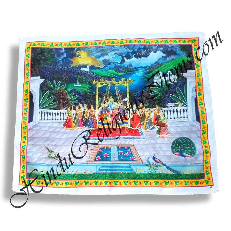 Premium Satin Printed Pichwai (Backdrop) -Hindola Utsav