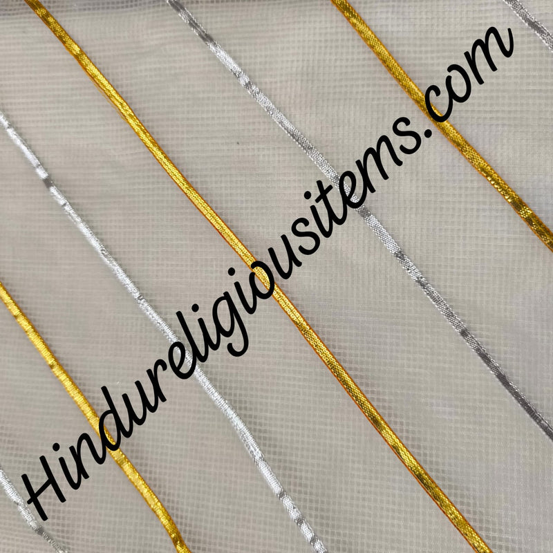 Doriya Leheriya with Golden Silver Lace (Ganga Jamuna) Fabric/ Kapad(DLGJ)