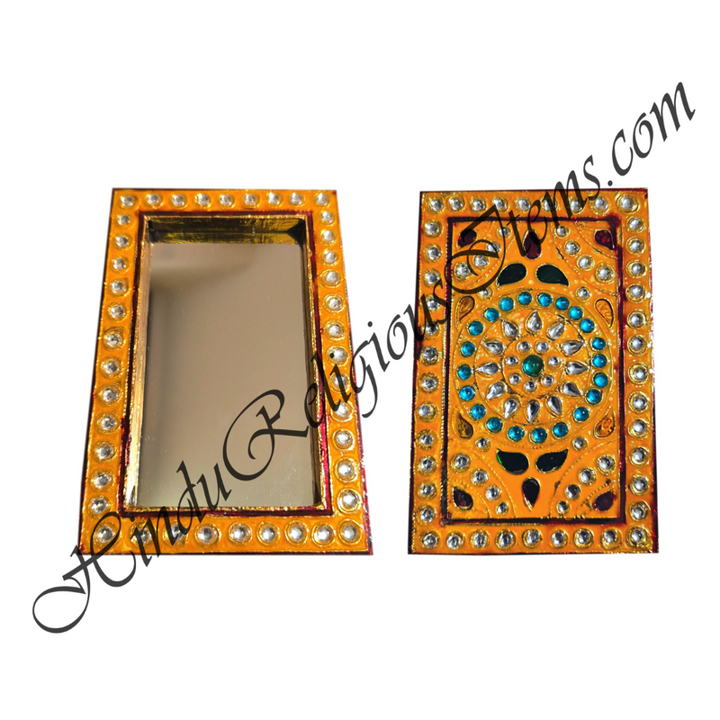 Premium Quality Meenakari Mirror With Coloured Stone Design