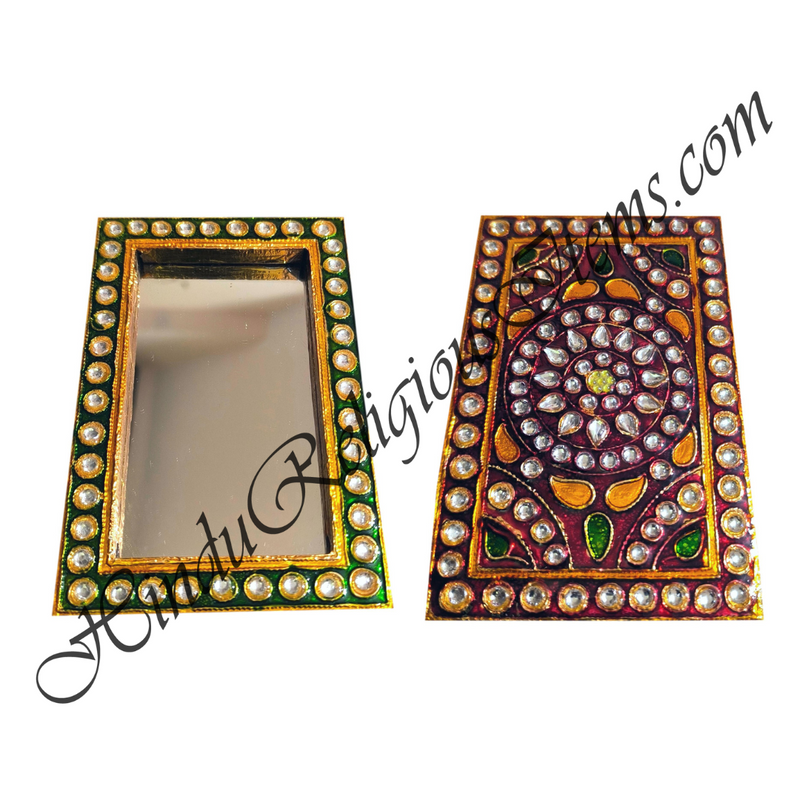 Premium Quality Meenakari Mirror With Coloured Stone Design