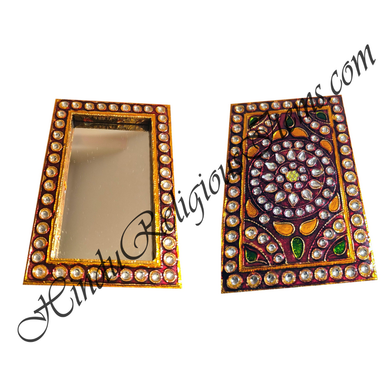 Premium Quality Meenakari Mirror With Coloured Stone Design
