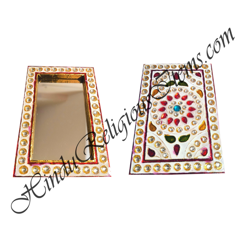 Premium Quality Meenakari Mirror With Coloured Stone Design