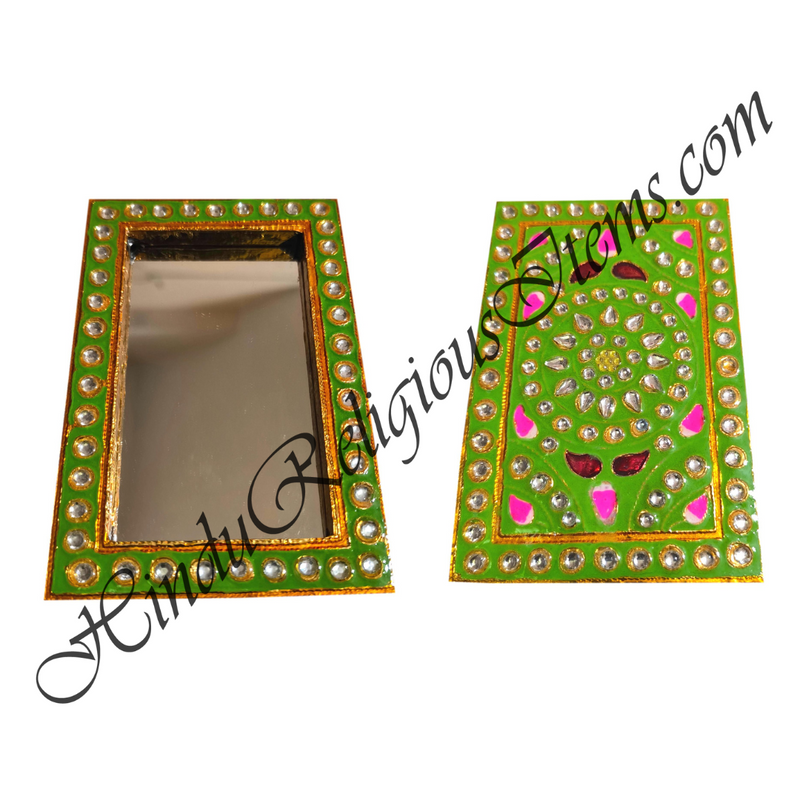 Premium Quality Meenakari Mirror With Coloured Stone Design