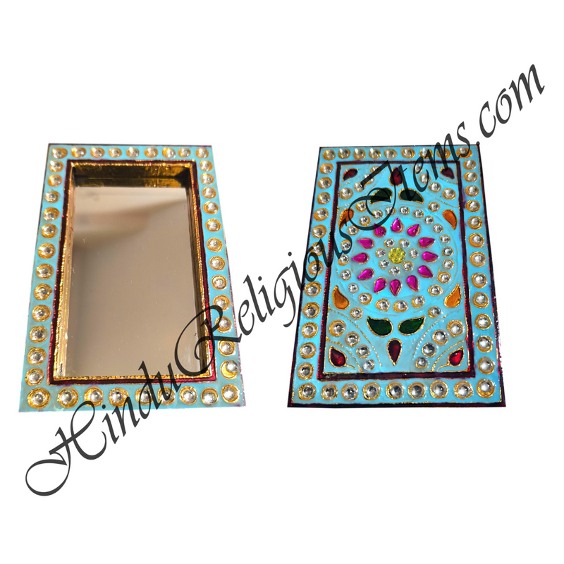 Premium Quality Meenakari Mirror With Coloured Stone Design