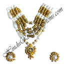 Premium Quality White Moti Mala With Coloured Moti Mala With Kundal