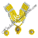 Premium Quality White Moti Mala With Coloured Moti Mala With Kundal