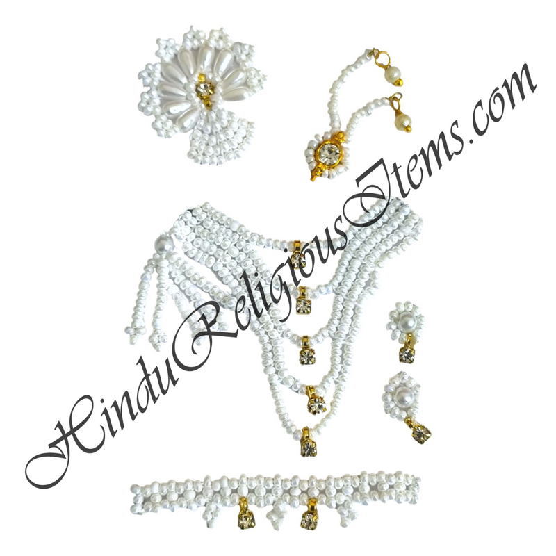 Premium Quality White Moti Mala With Coloured Moti Mala Set