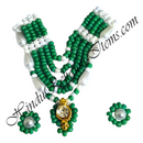 Premium Quality White Moti Mala With Coloured Moti Mala With Kundal