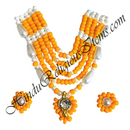 Premium Quality White Moti Mala With Coloured Moti Mala With Kundal