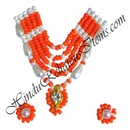 Premium Quality White Moti Mala With Coloured Moti Mala With Kundal