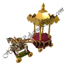 Decorative chariot with horses on a white background, featuring 'Religious Items' branding.