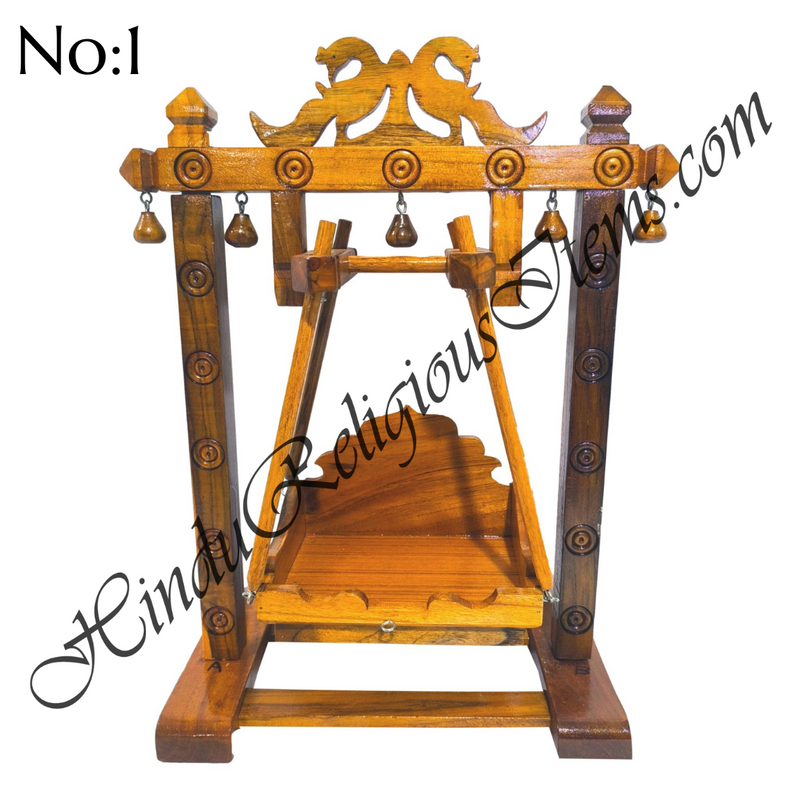 premium Quality Sagwan Square Wooden Hindola (Swing) With Peacock Design