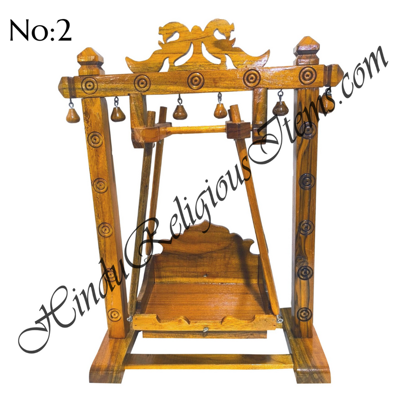 premium Quality Sagwan Square Wooden Hindola (Swing) With Peacock Design