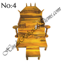 A wooden sinhasan and Khandpath and Choki set, with intricate carvings and a glossy finish, typically used for home seva purposes.