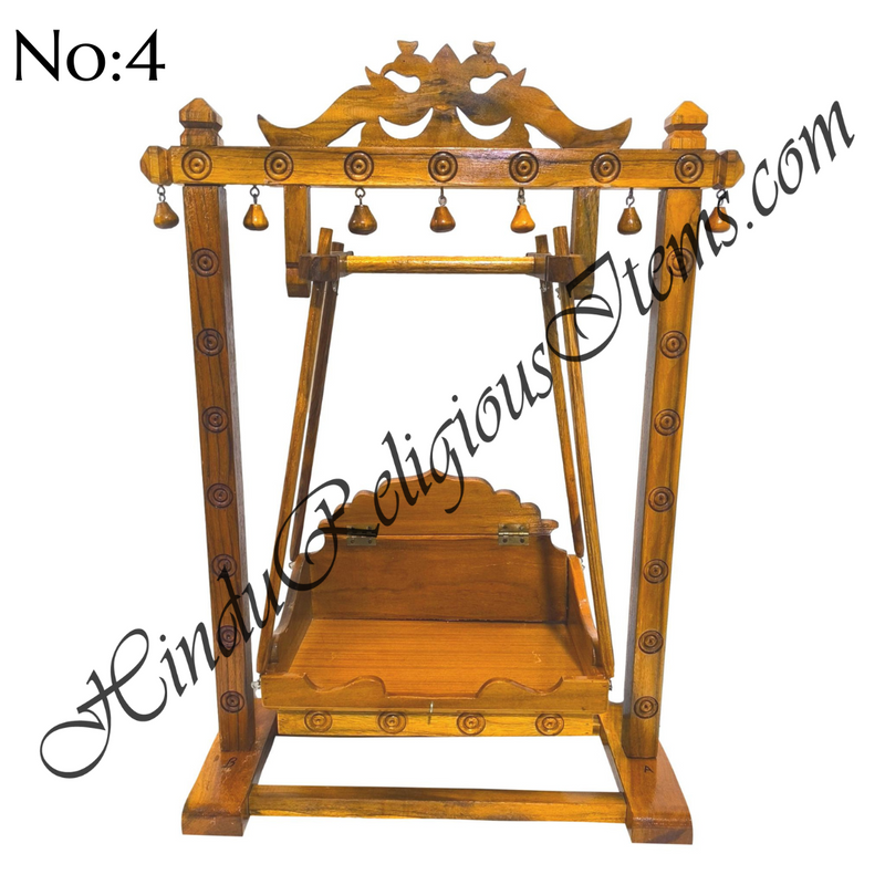 premium Quality Sagwan Square Wooden Hindola (Swing) With Peacock Design