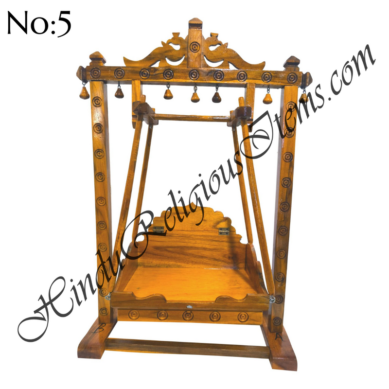 premium Quality Sagwan Square Wooden Hindola (Swing) With Peacock Design