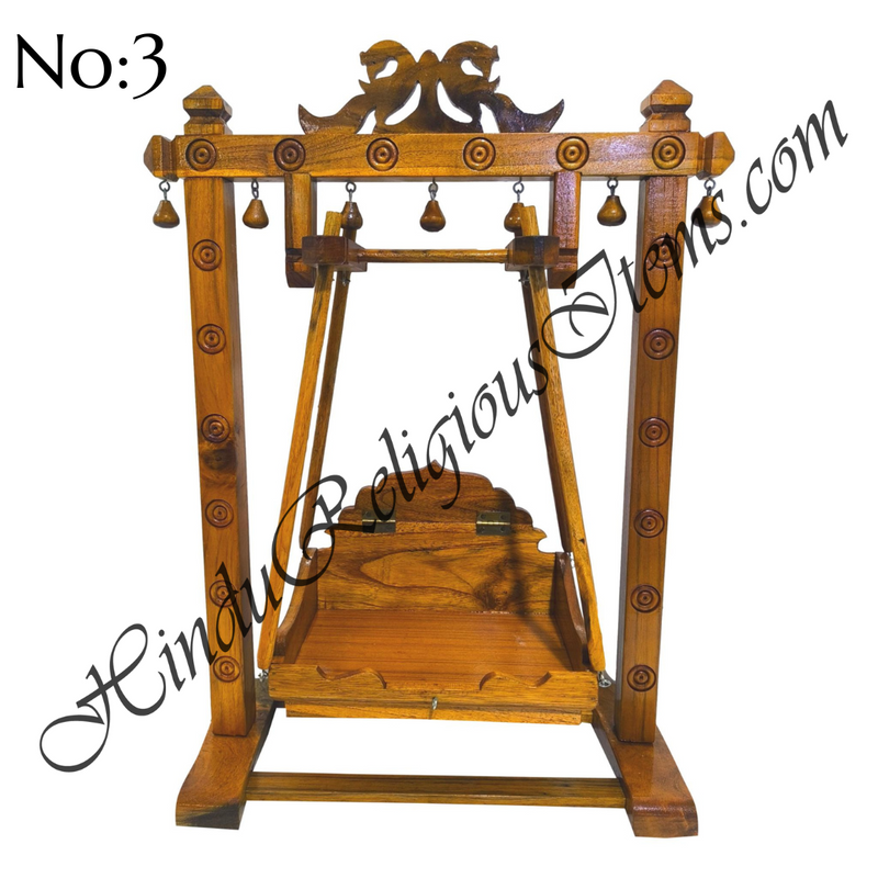 premium Quality Sagwan Square Wooden Hindola (Swing) With Peacock Design