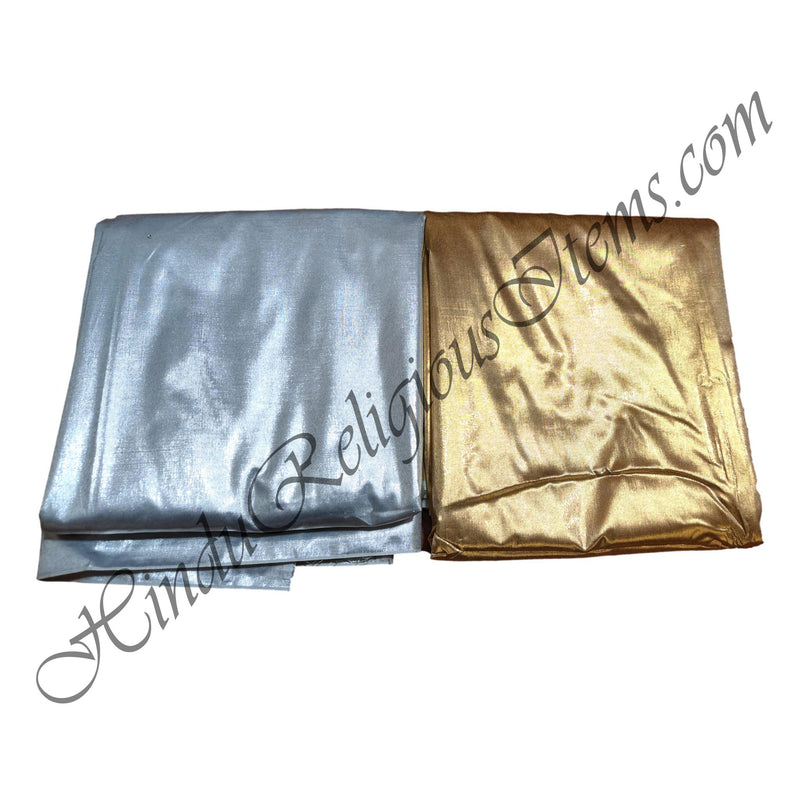 Satin Golden & Silver Jhari Print Fabric/Kapad [SGSJ]