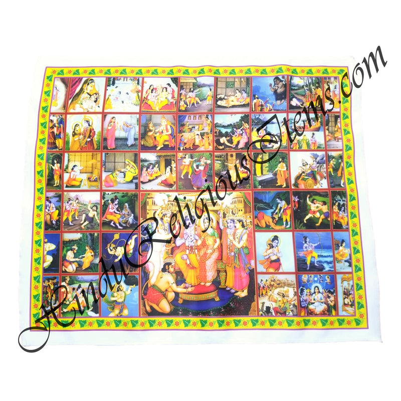 Premium Satin Printed Pichwai (Backdrop) - Ram Navmi(Ramayana)