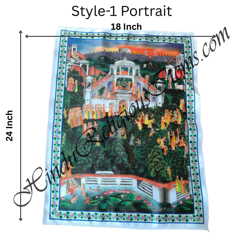 High Quality Satin Printed Pichwai (Backdrop) - Saanji