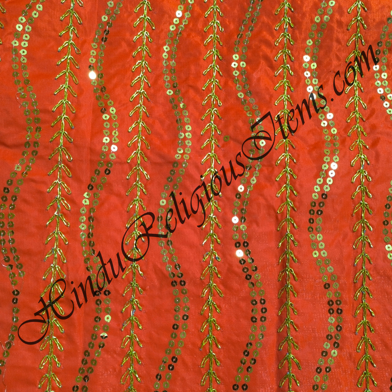 Saga Silk With Vel Sequence Tikki Work Fabric/ Kapad [SSVSW]