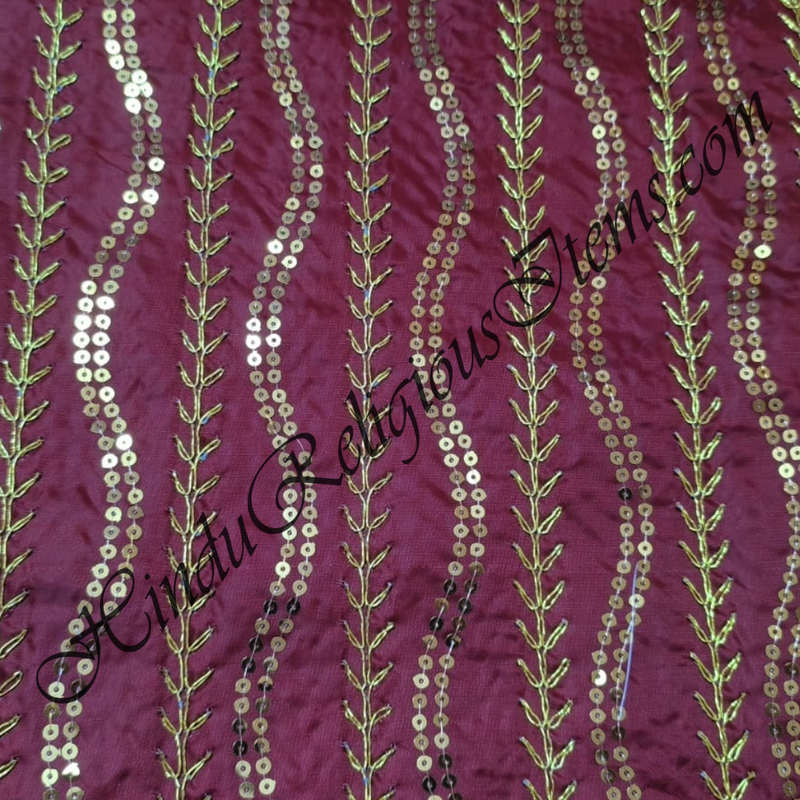 Saga Silk With Vel Sequence Tikki Work Fabric/ Kapad [SSVSW]