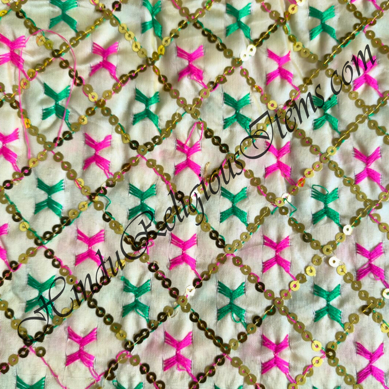 Saga Silk With Tikki+Thred Work Fabric/ Kapad [SSTTW]