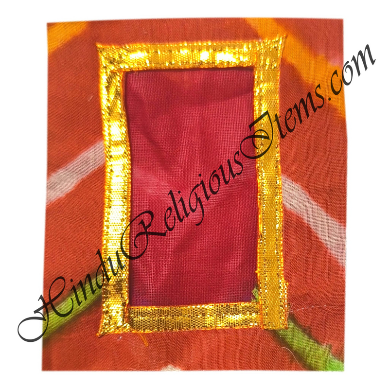 Small Size Chitraji Cotton Hand Dyed Multi-Colour Dhanak Vastra With Golden Lace