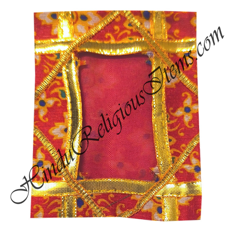 Small Size Chitraji Bangoli Silk Vastra With Flower Designs And Golden Criss-cross Lace