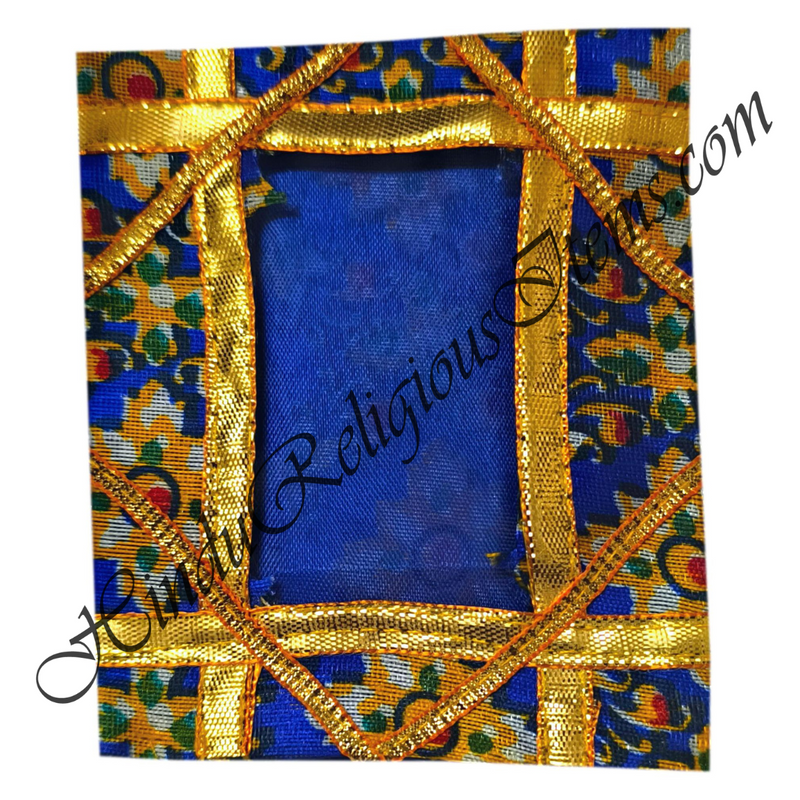 Small Size Chitraji Bangoli Silk Vastra With Flower Designs And Golden Criss-cross Lace