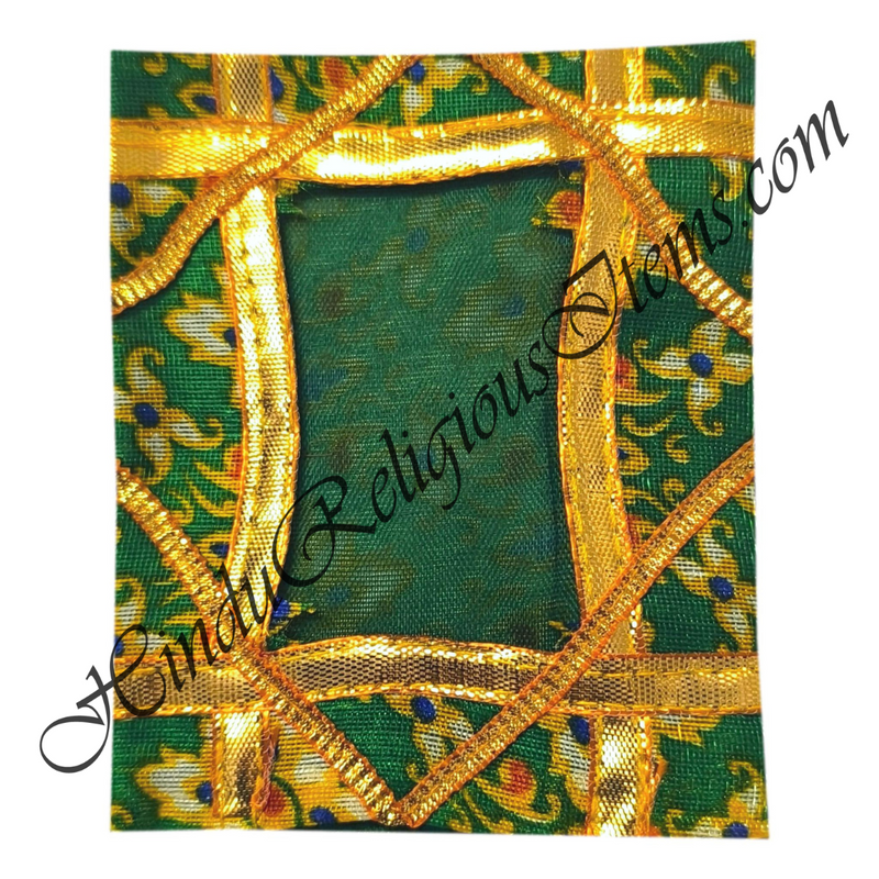 Small Size Chitraji Bangoli Silk Vastra With Flower Designs And Golden Criss-cross Lace