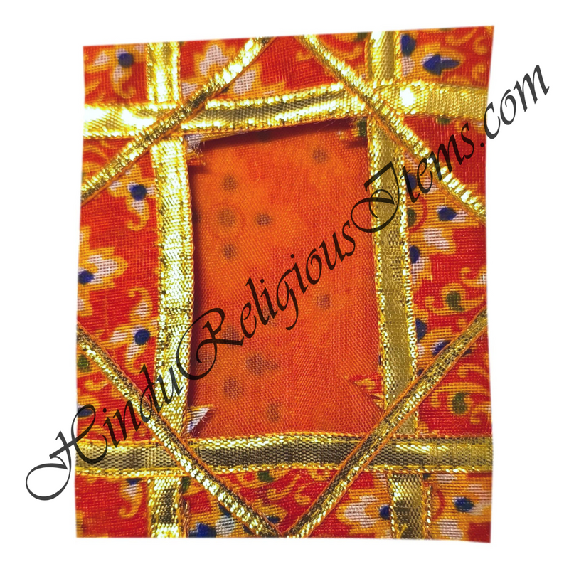 Small Size Chitraji Bangoli Silk Vastra With Flower Designs And Golden Criss-cross Lace