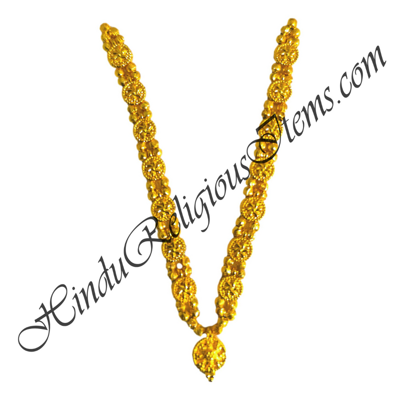 PREMIUM QUALITY Golden Metal Moti Mala With Round Shape Pendant