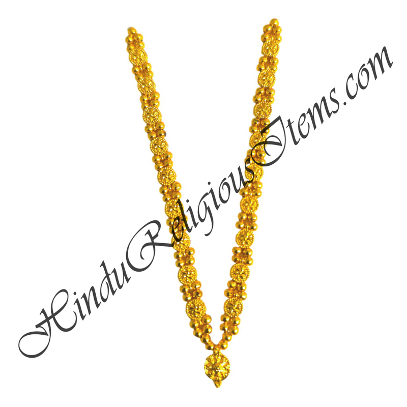 PREMIUM QUALITY Golden Metal Moti Mala With Round Shape Pendant