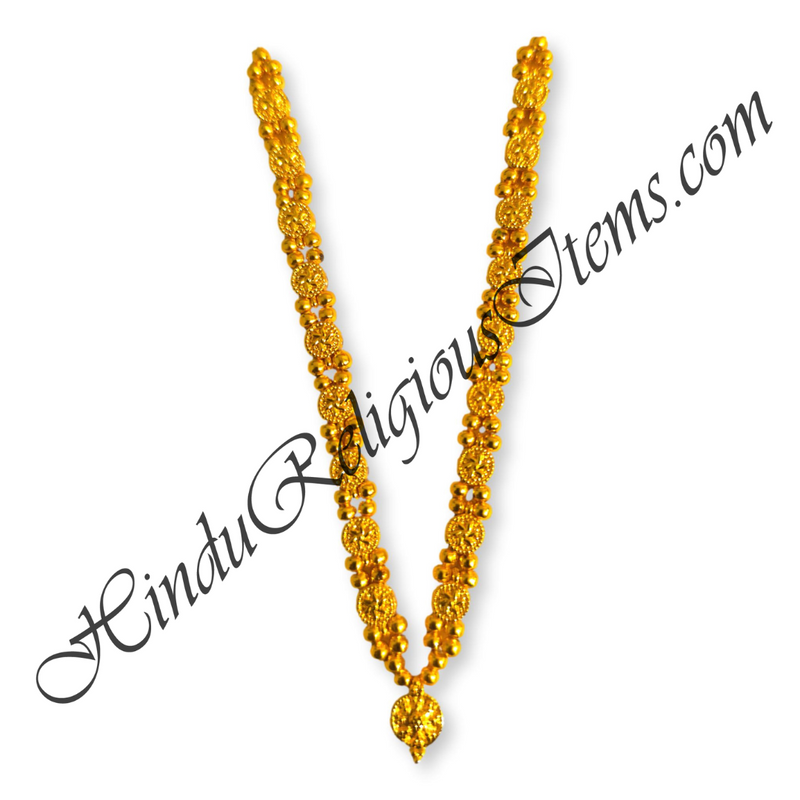 PREMIUM QUALITY Golden Metal Moti Mala With Round Shape Pendant