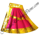 Chitraji Plain Satin Taniya With Golden Lace