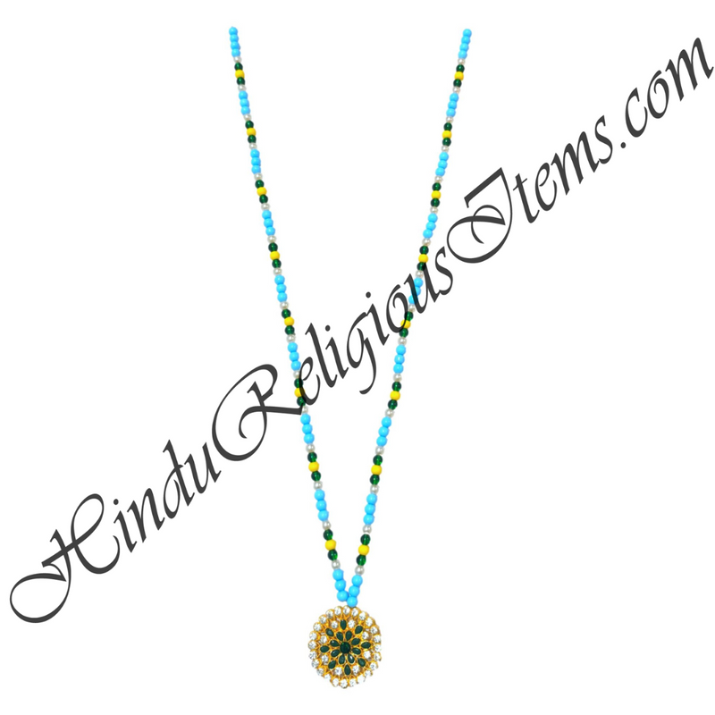 Premium Quality Multi-Colour Moti Mala With Golden Metal And Nang(Daimond) Pendent