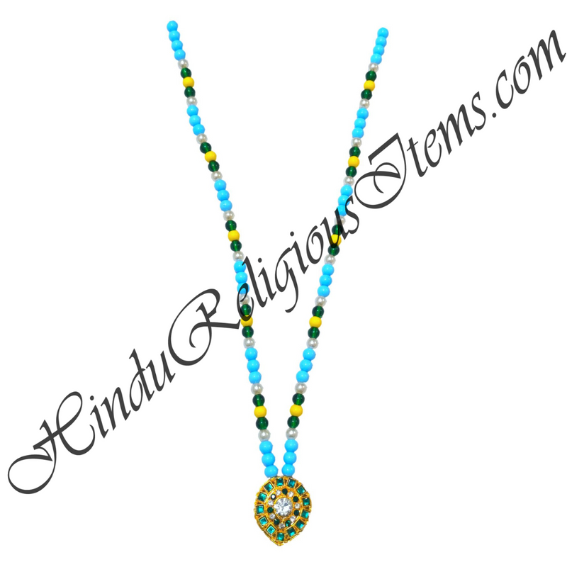 Premium Quality Multi-Colour Moti Mala With Golden Metal And Nang(Daimond) Pendent