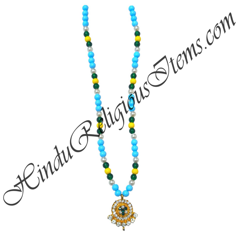 Premium Quality Multi-Colour Moti Mala With Golden Metal And Nang(Daimond) Pendent