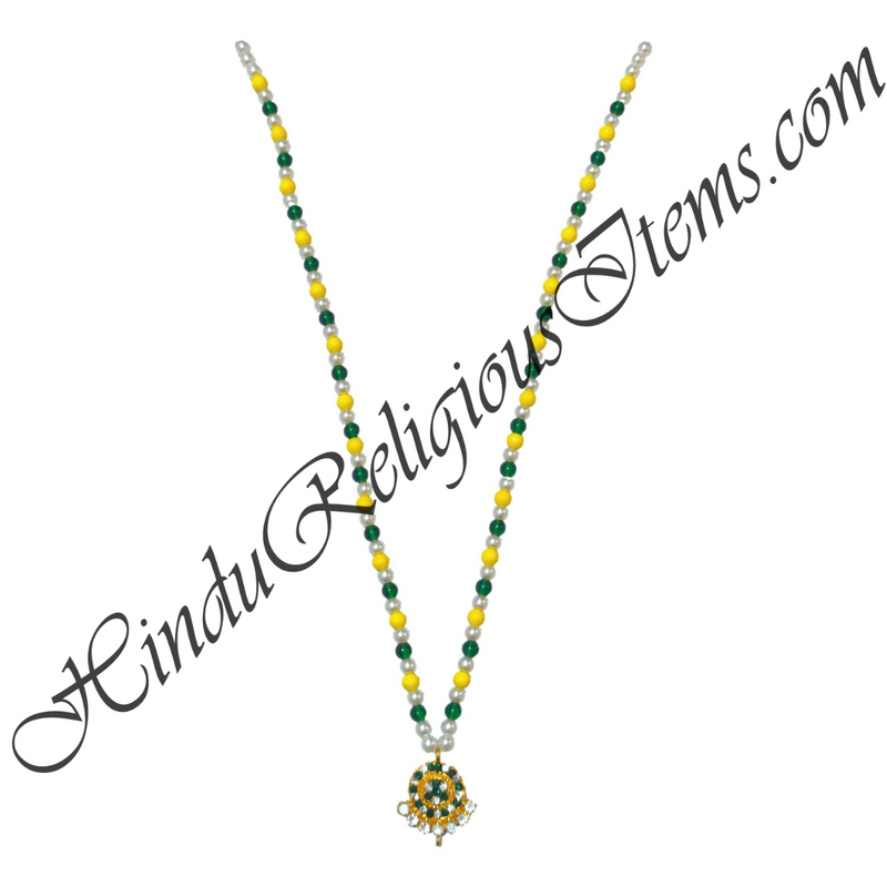 Premium Quality Multi-Colour Moti Mala With Golden Metal And Nang(Daimond) Pendent