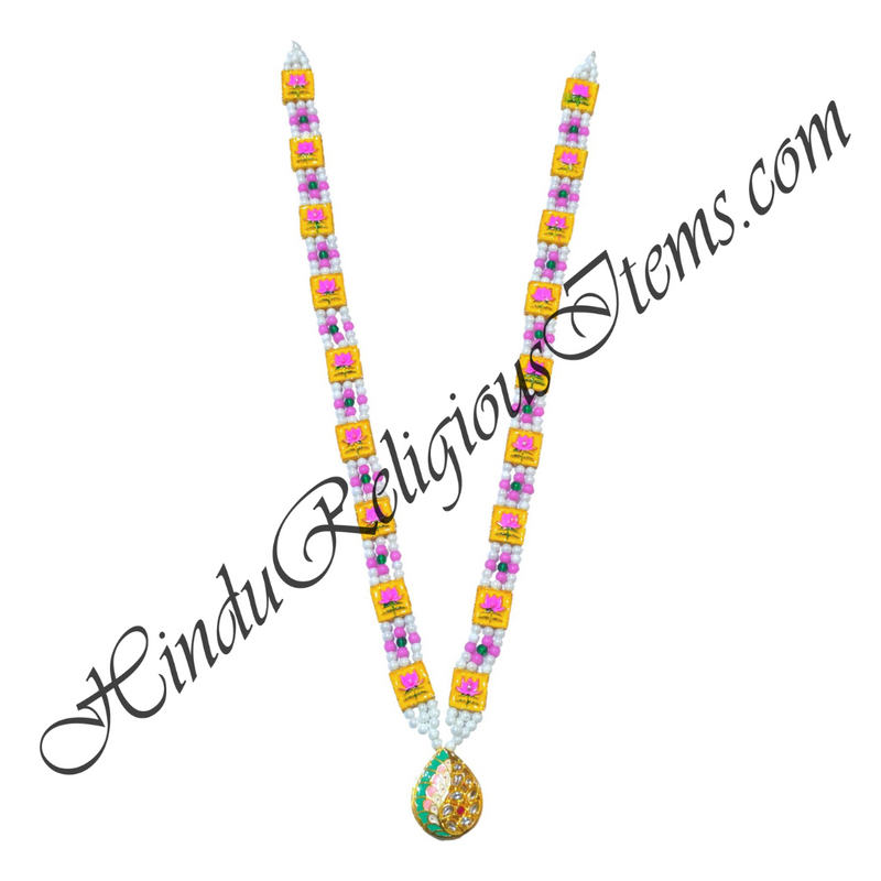 Premium Quality Multi-Colour Moti Mala With Golden Metal And Nang(Diamond) Choki