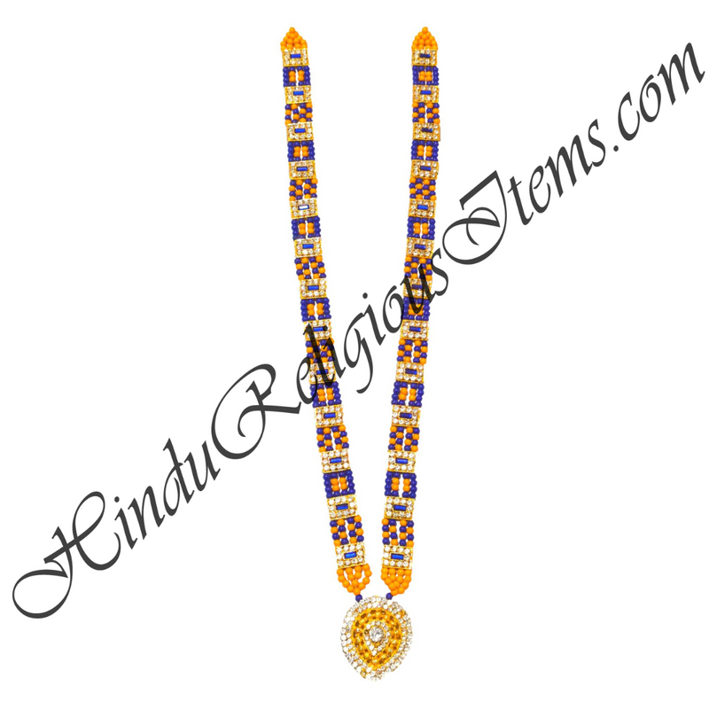 Premium Quality Multi-Colour Moti Mala With Golden Metal And Nang(Diamond) Choki