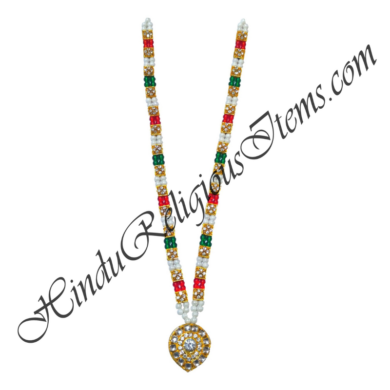 Premium Quality Multi-Colour Moti Mala With Golden Metal And Nang(Diamond) Choki