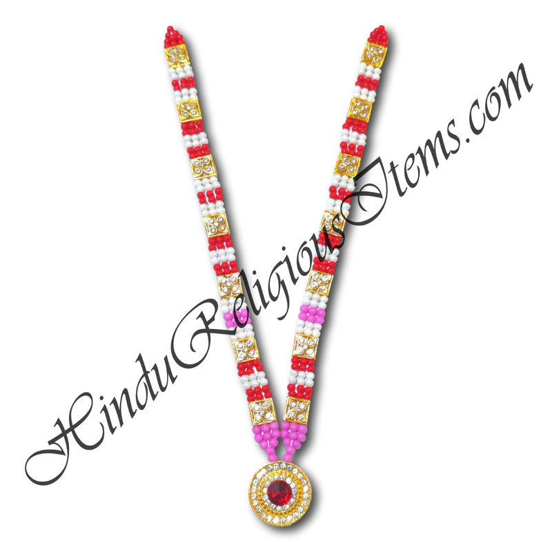 Premium Quality Multi-Colour Moti Mala With Golden Metal And Nang(Diamond) Choki