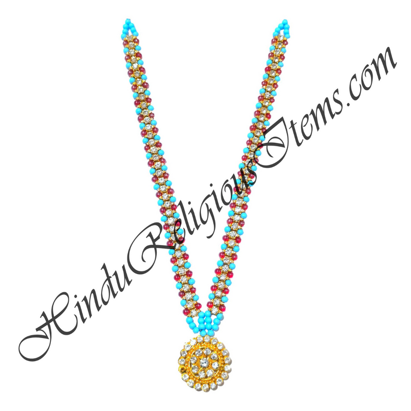 Premium Quality Multi-Colour Moti Mala With Golden Metal And Nang(Diamond) Choki