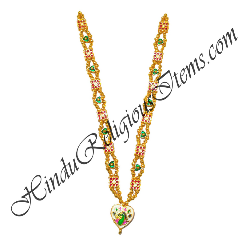 Premium Quality Multi-Colour Moti Mala With Golden Metal And Nang(Diamond) Choki