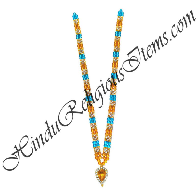 Premium Quality Multi-Colour Moti Mala With Golden Metal And Nang(Diamond) Choki